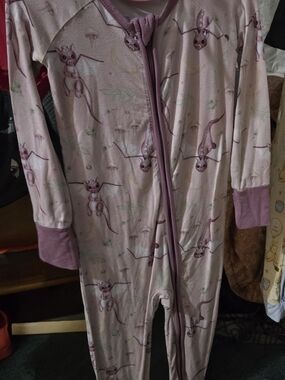 MAUVE DRAGONSZip Front One-Piece Covertiblr Footie Bamboo LIKE NEW